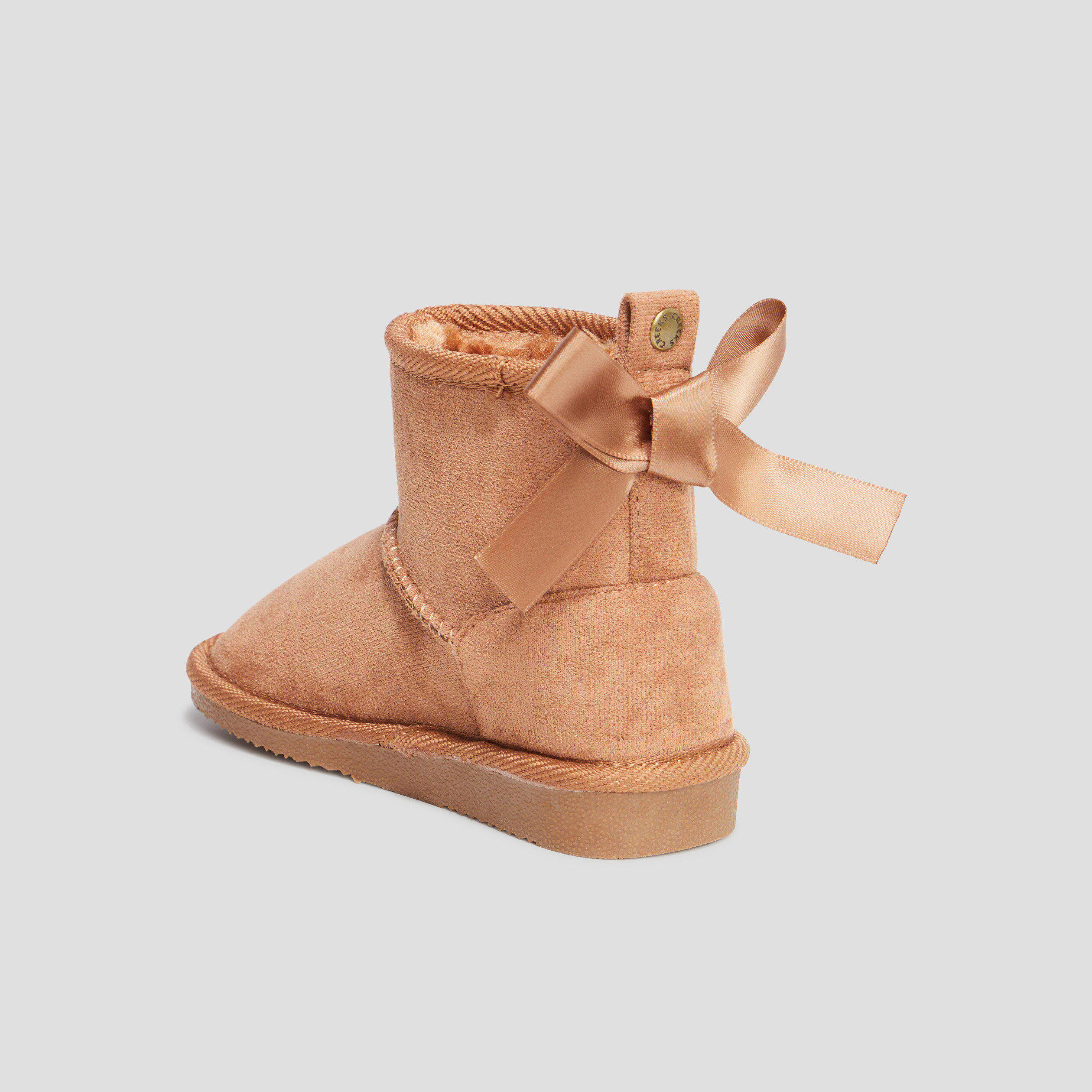 Bottines fourrées avec noeud camel fille | La Halle