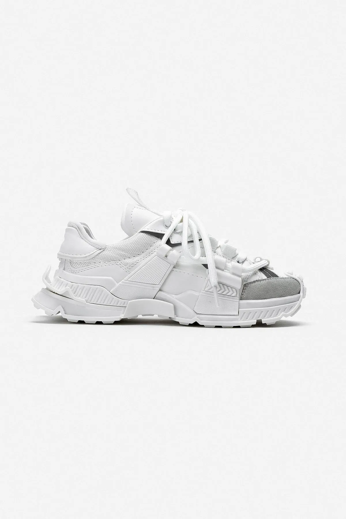 NİŞANTAŞI SHOES  Oslo Weiß Matte Spitze Detaillierte Damen-Sportschuhe mit dicker Sohle