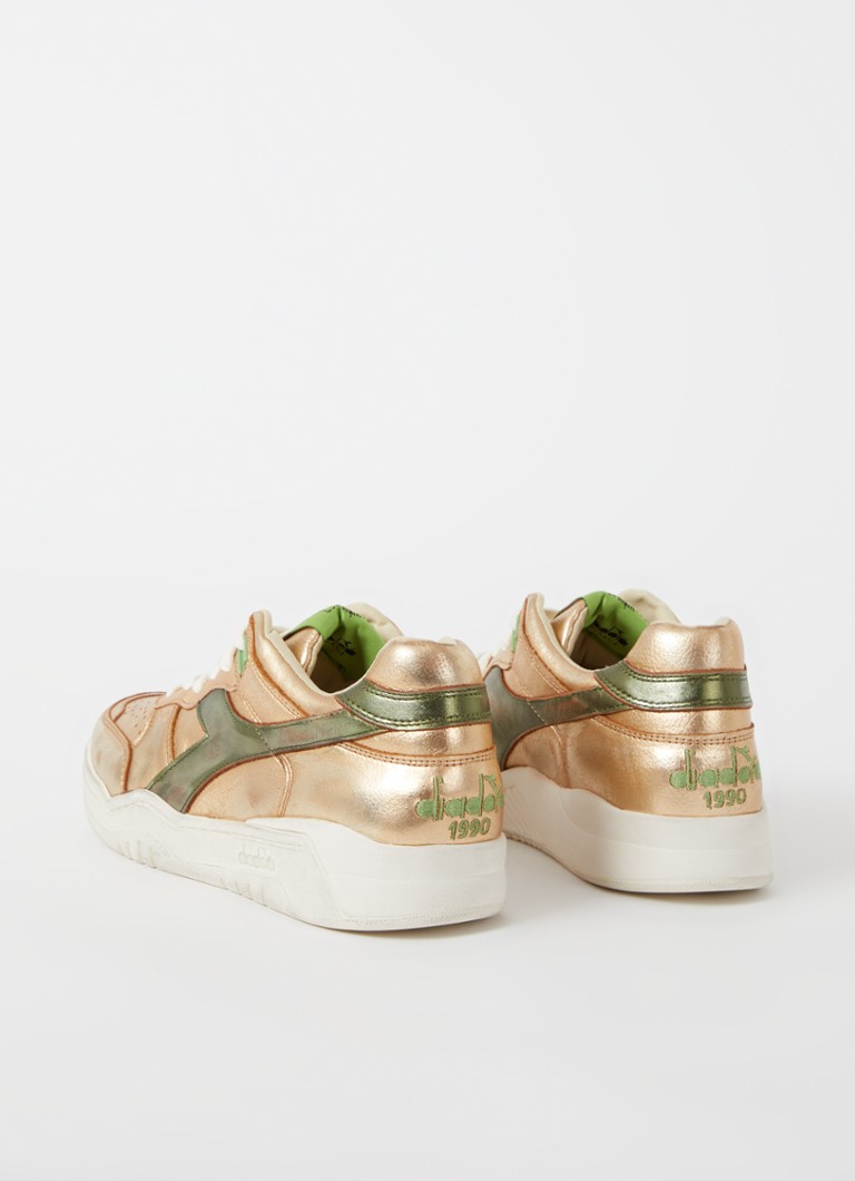Buty sportowe Diadora B560 ze skóry używanej z metalicznym wykończeniem