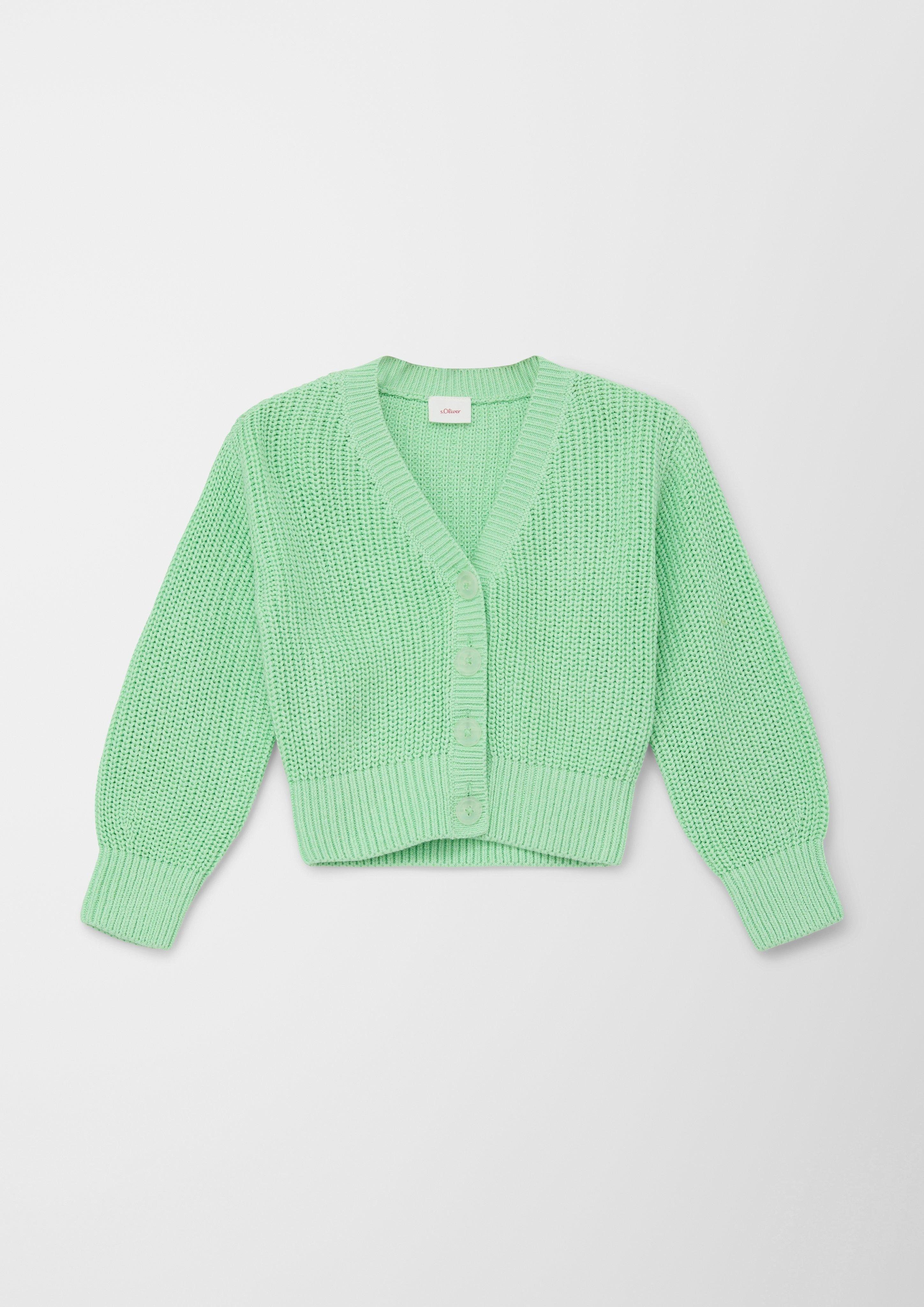 s.Oliver Strickjacke Cardigan mit V-Ausschnitt Rippblende