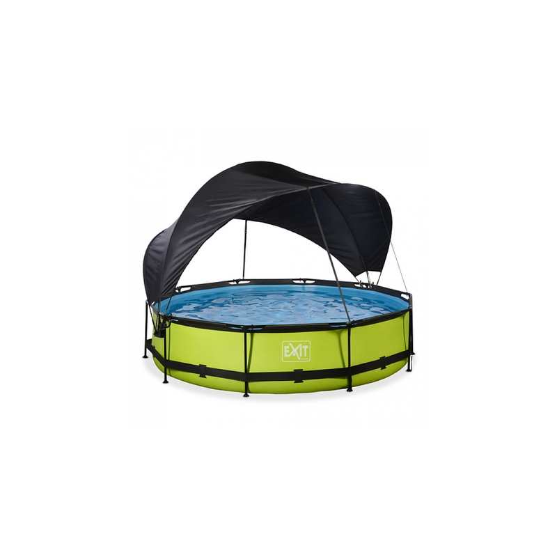 Piscine ø360x76cm avec voile d'ombrage et pompe filtrante Lime vert