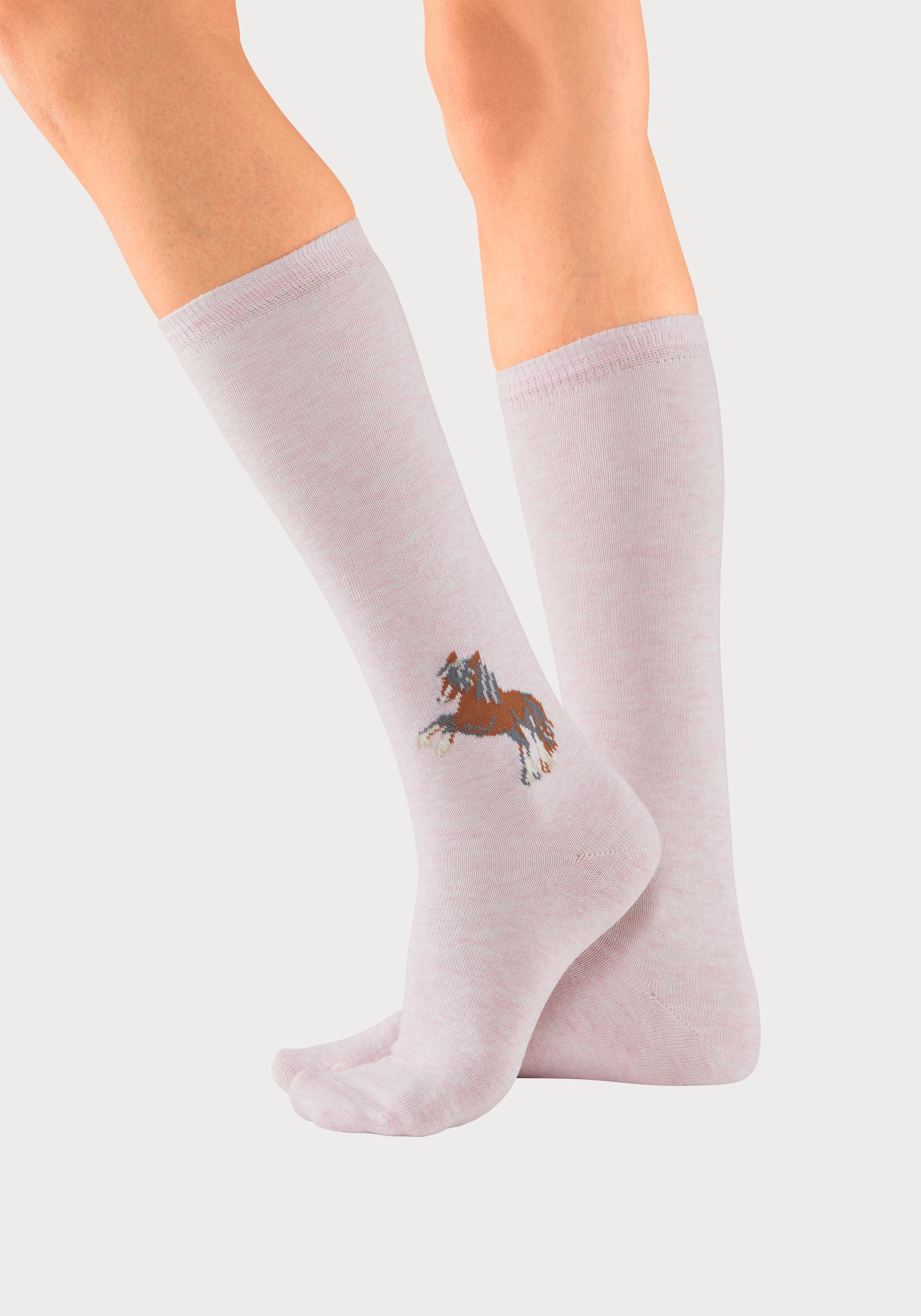 H.I.S Kniestrümpfe (5-Paar) mit eingestricktem Motiv