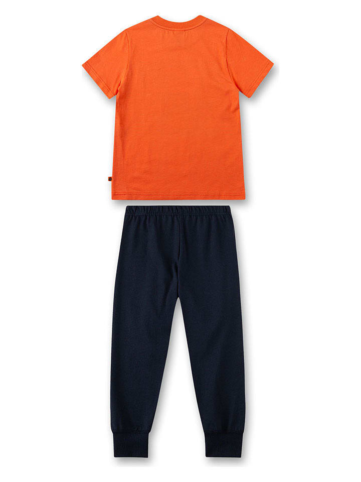 Sanetta Pyjama in Orange/ Schwarz günstig kaufen