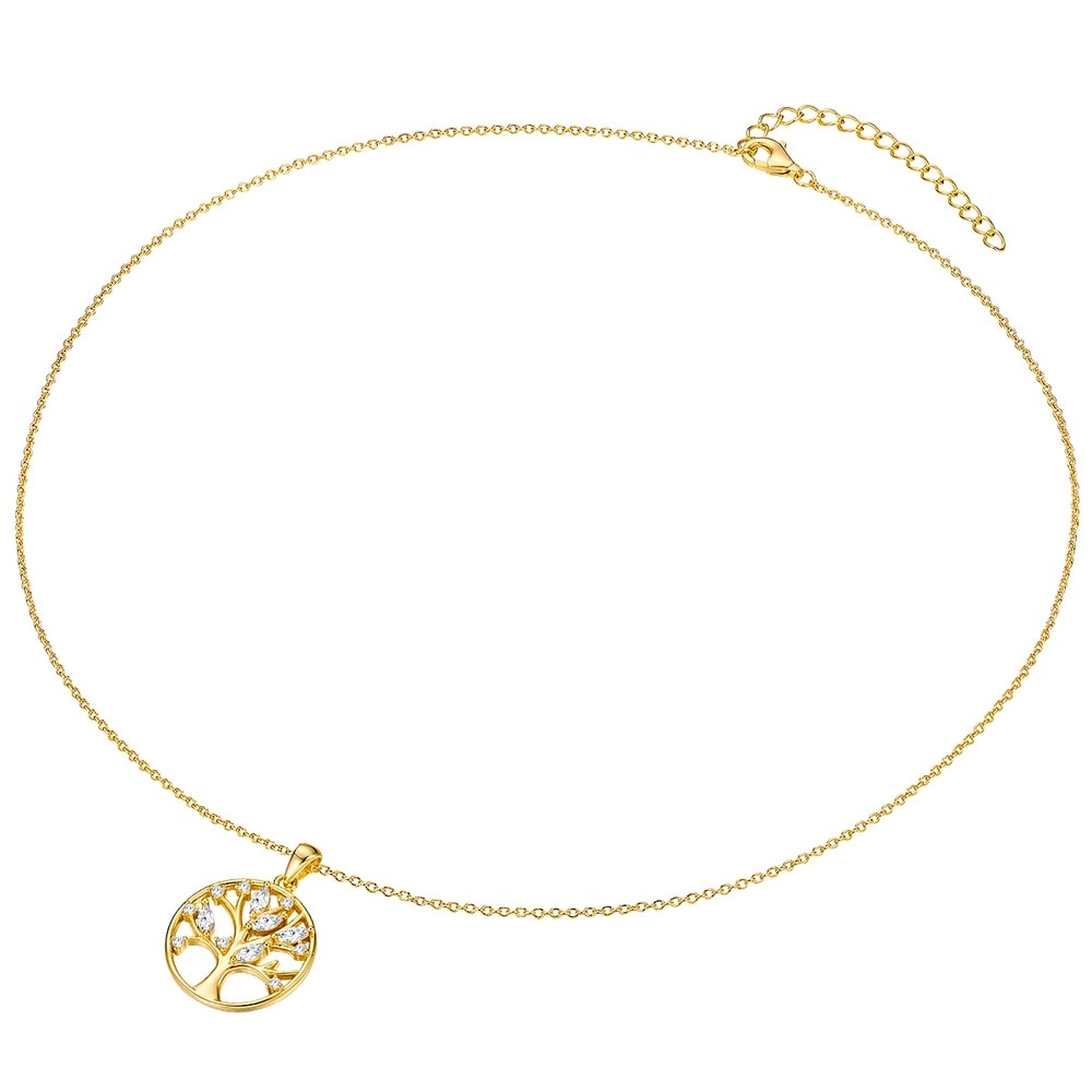 Rafaela Donata Chaîne Arbre de vie Argent sterling Oxyde de zirconium (CZ) en Or jaune collier