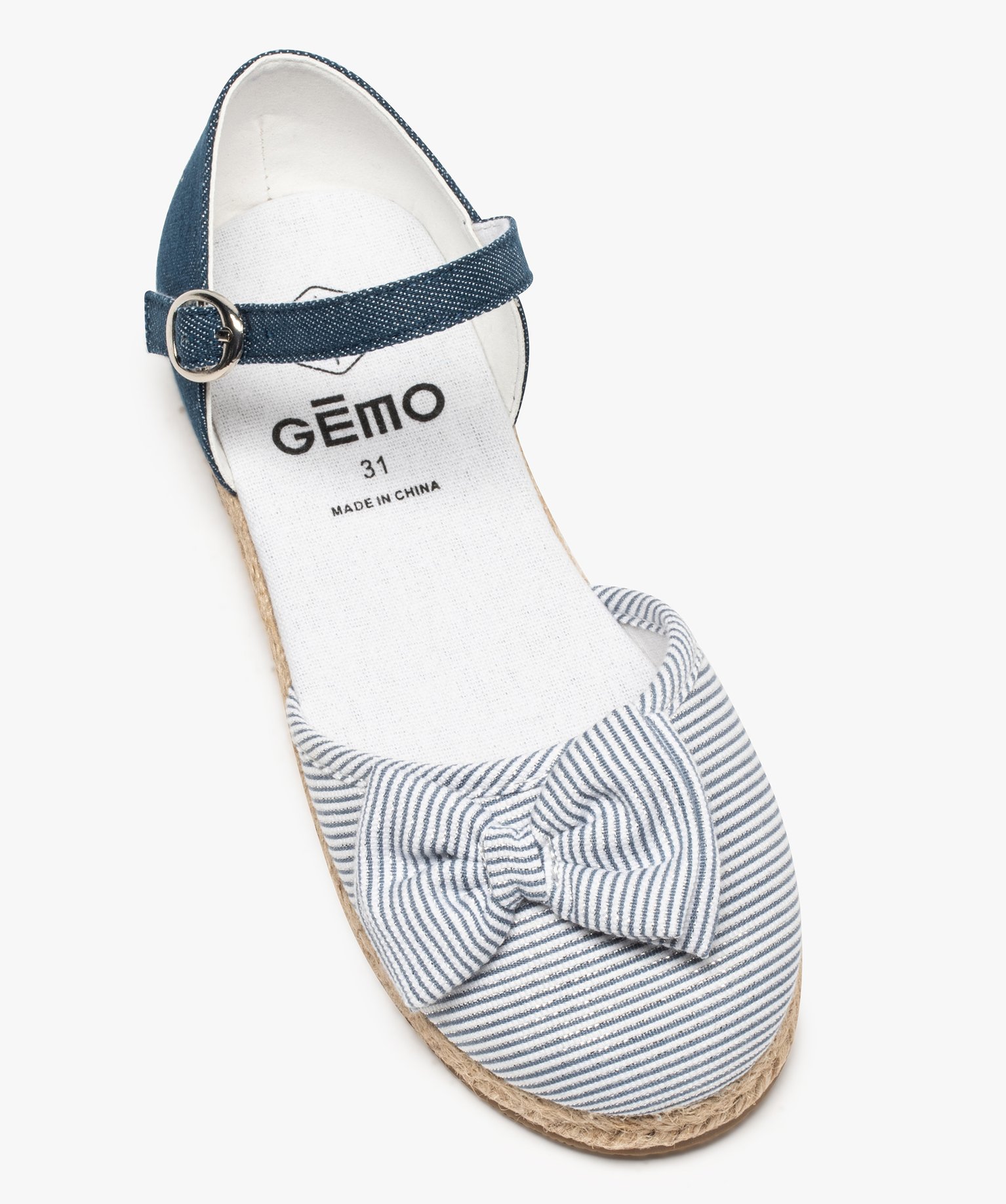 Ballerines fille en toile pailletée et fine bride bleu | GEMO