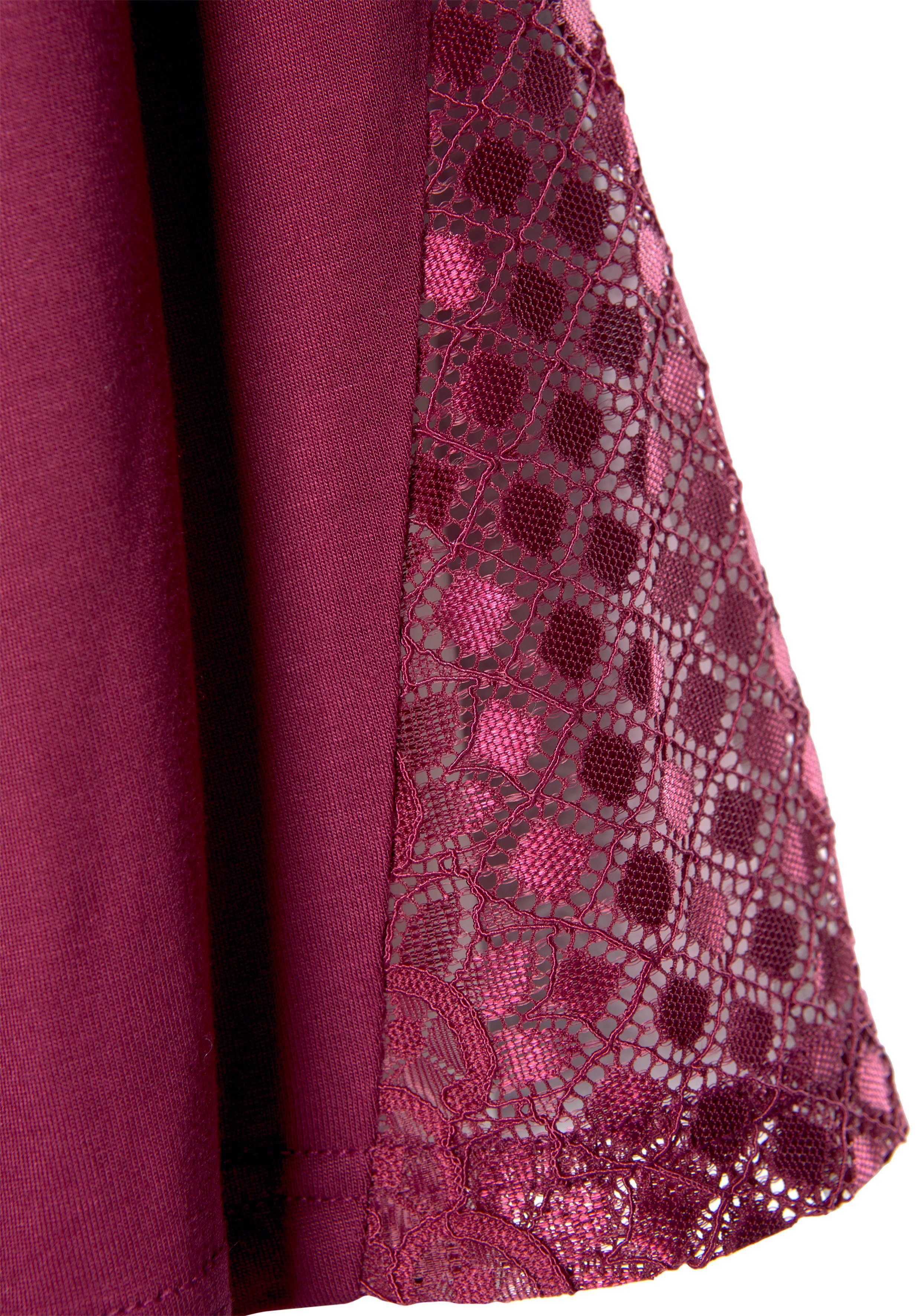 LASCANA Kimono, Kurzform, Viskose, Gürtel, mit langen Ärmeln und Spitzen-Details