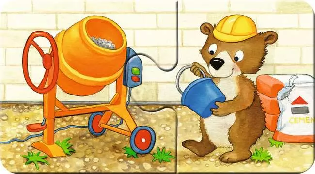 Kinderpuzzle ab 2 Jahren - Tierische Baustelle - 2 Teile