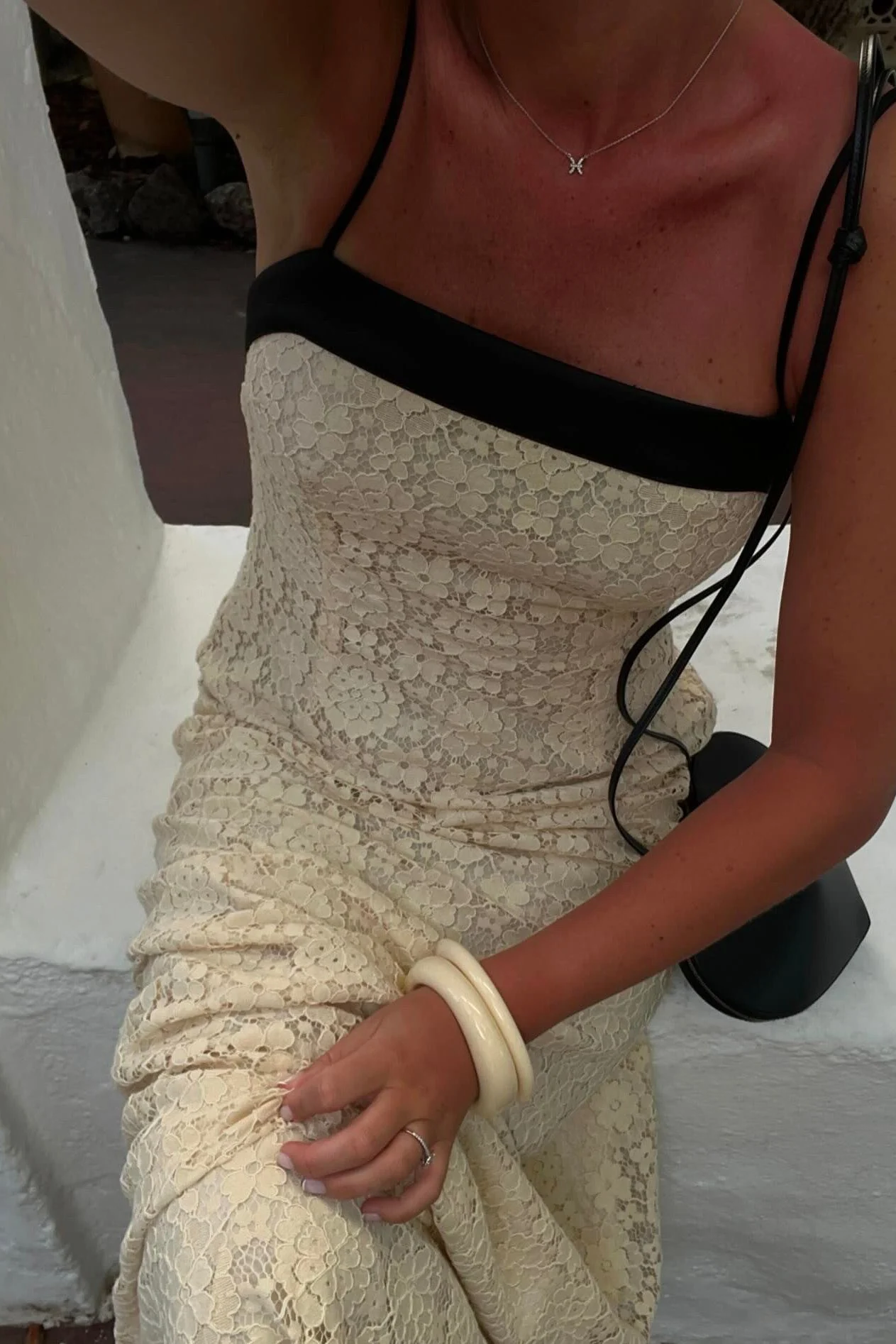 Maxikleid mit Spitzen-Detail