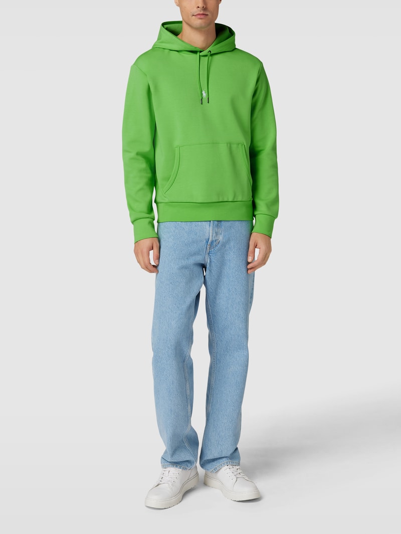 Hoodie mit Label-Stitching in apfelgrün