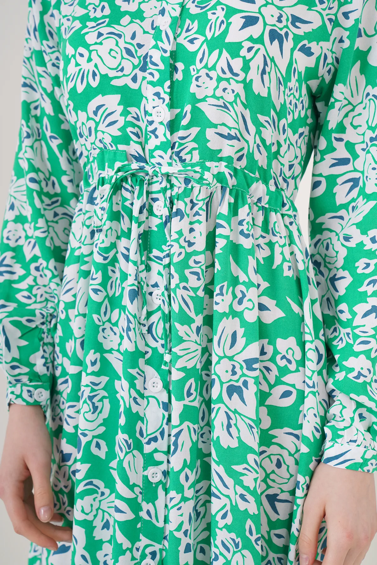 Bigdart  2144 Wunderschönes Hijab-Kleid mit Kragen – Grün