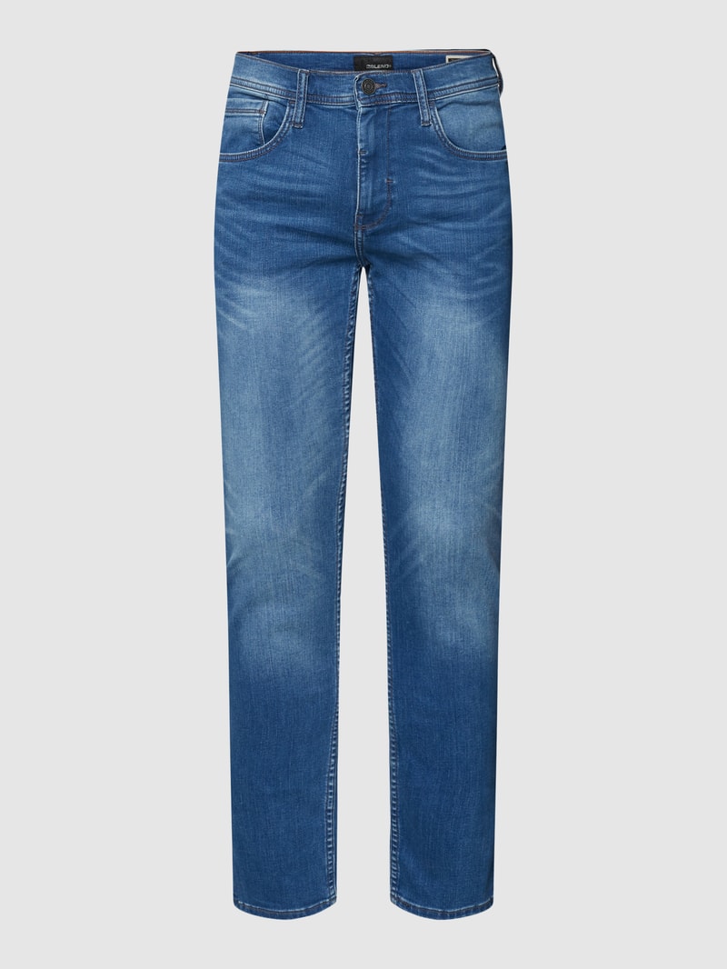 Slim Fit Jeans mit Label-Patch Modell 'Jet' in bleu