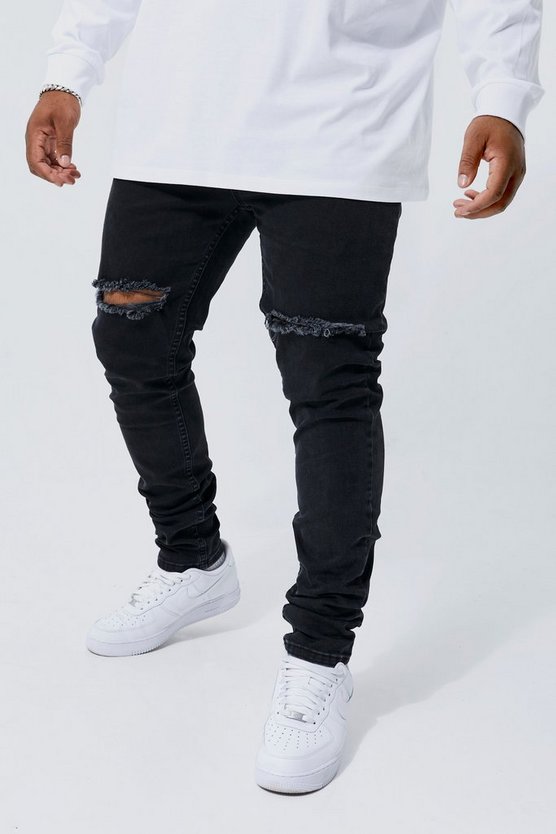 Plus Skinny Stretch Jeans mit Riss am Knie