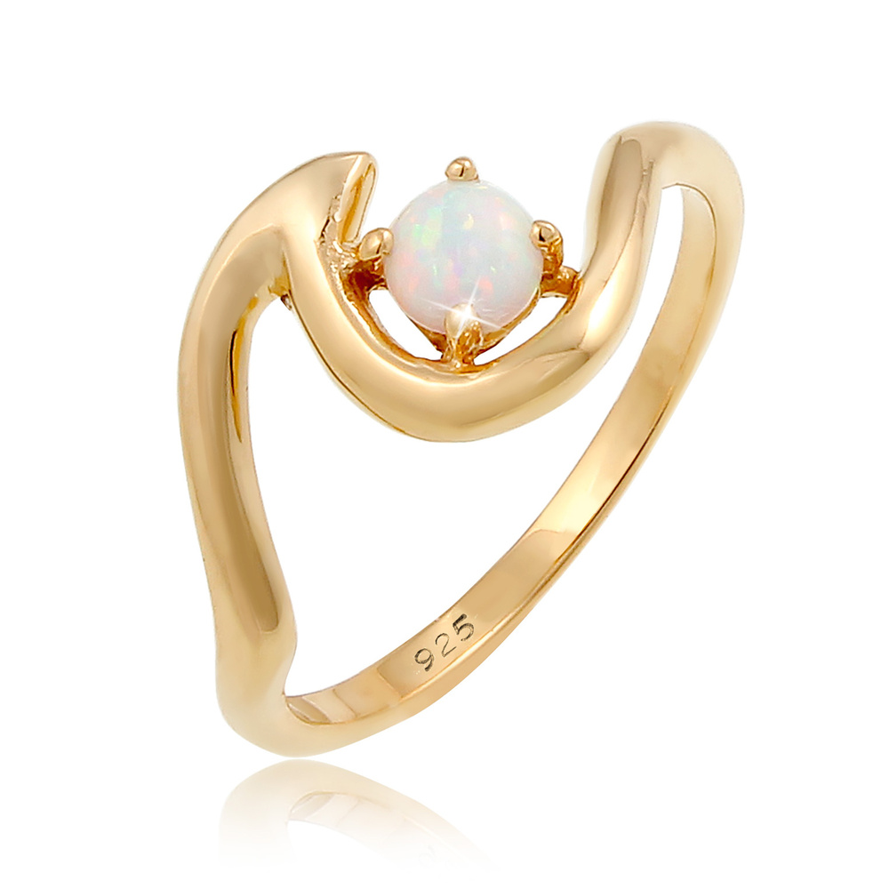 Elli Elli Bague Vageu Mer Geo Opale Synthétique Bague Femme - (925/1000) Argent Bague