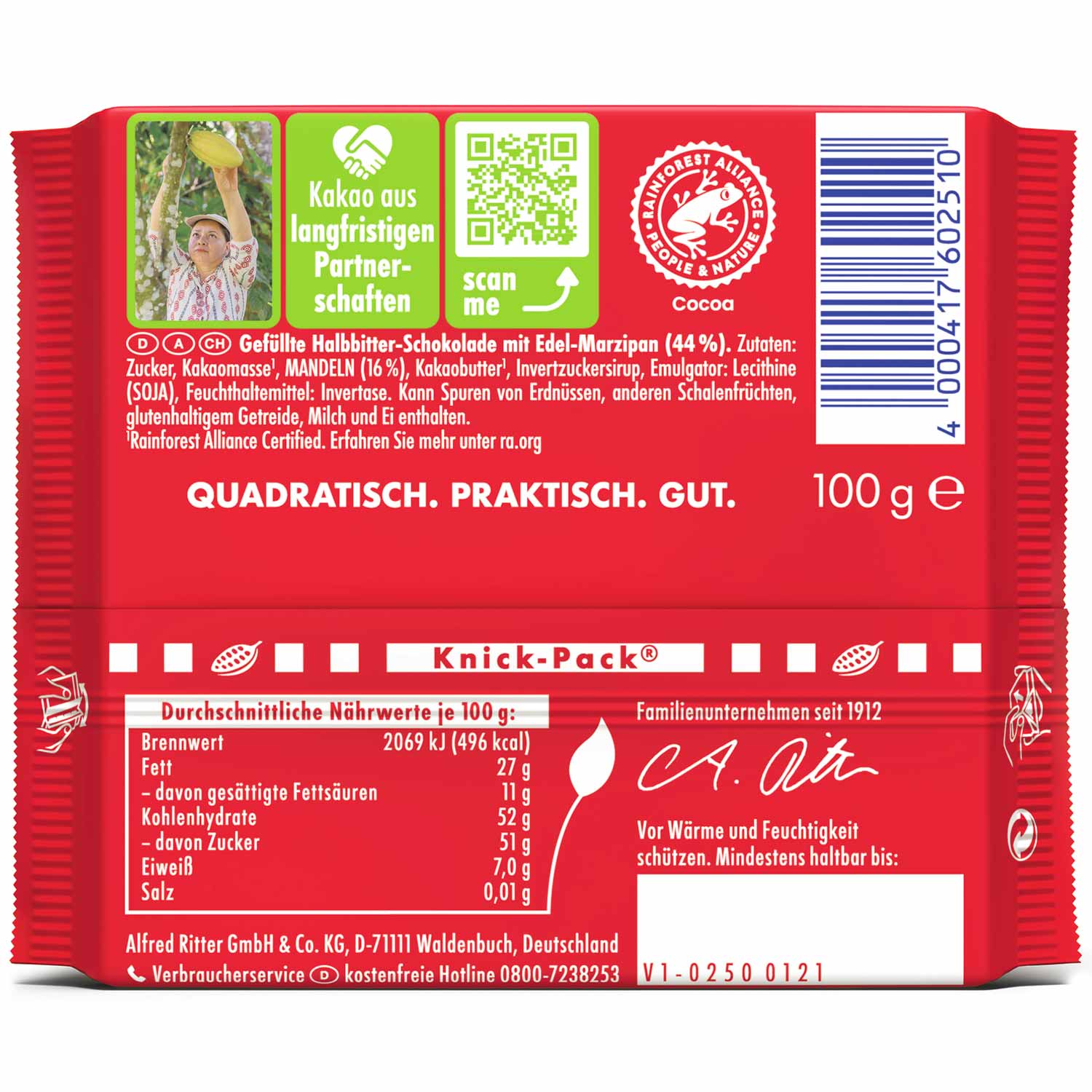 Ritter Sport Marzipan 100g