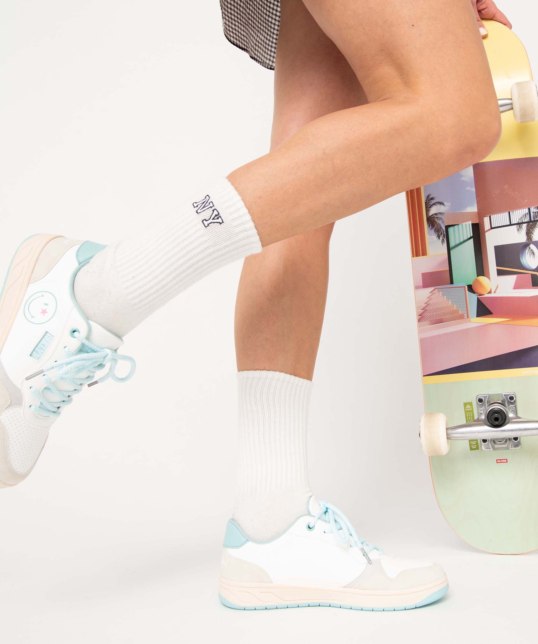 Tennis femme style rétro à lacets – Smiley World blanc | GEMO