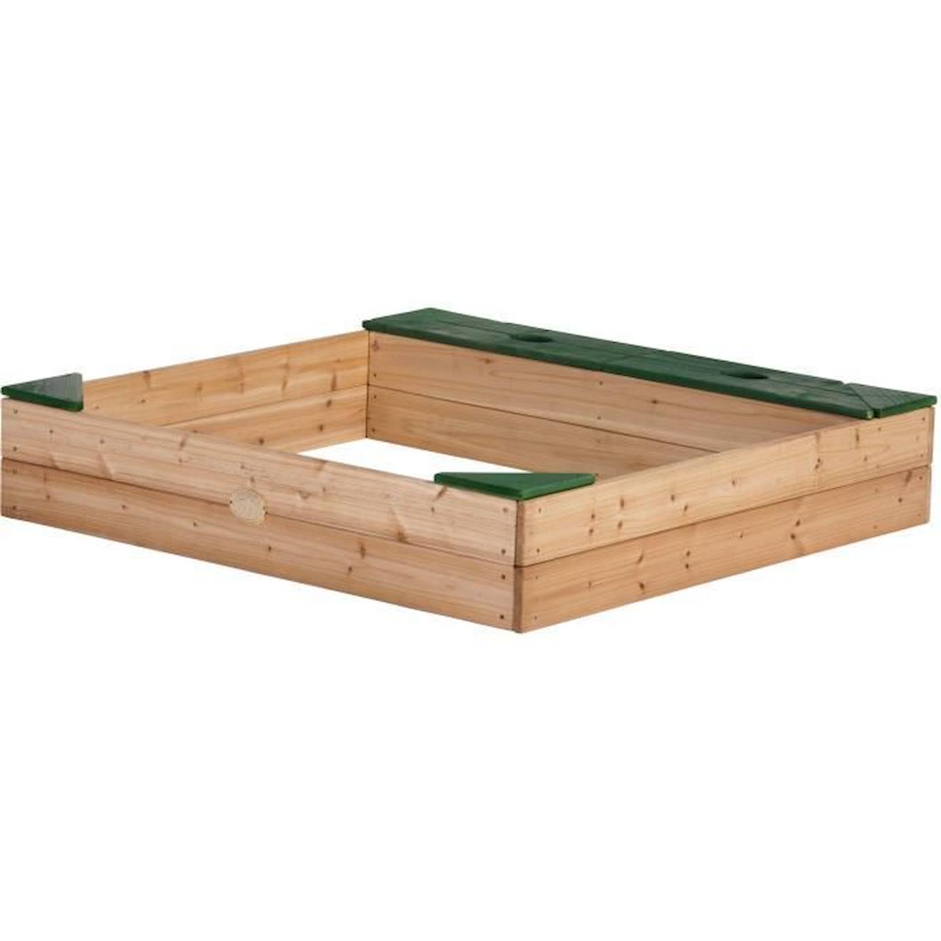 AXI Amy Bac à Sable Enfant | Bac à Sable pour Enfants en Bois avec Banc, bâche & Rangements | marron / vert | 115 x 115 cm marron