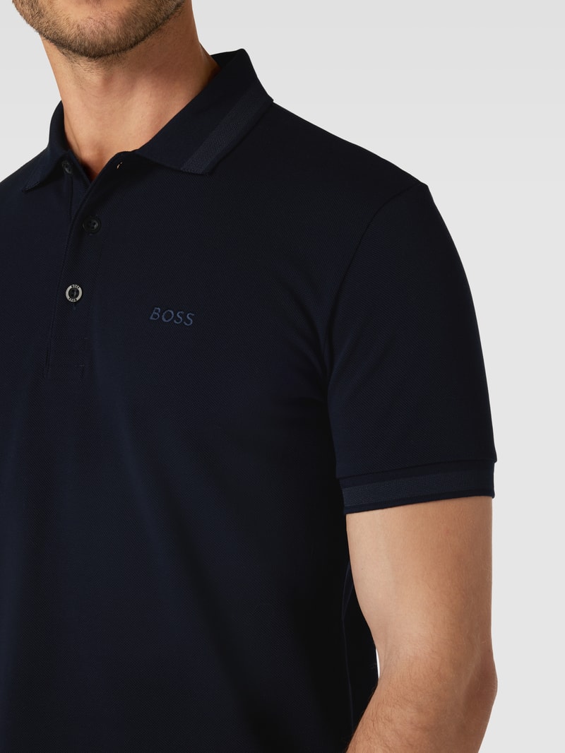 Regular Fit Poloshirt mit Label-Stitching Modell 'PADDY' in marineblau