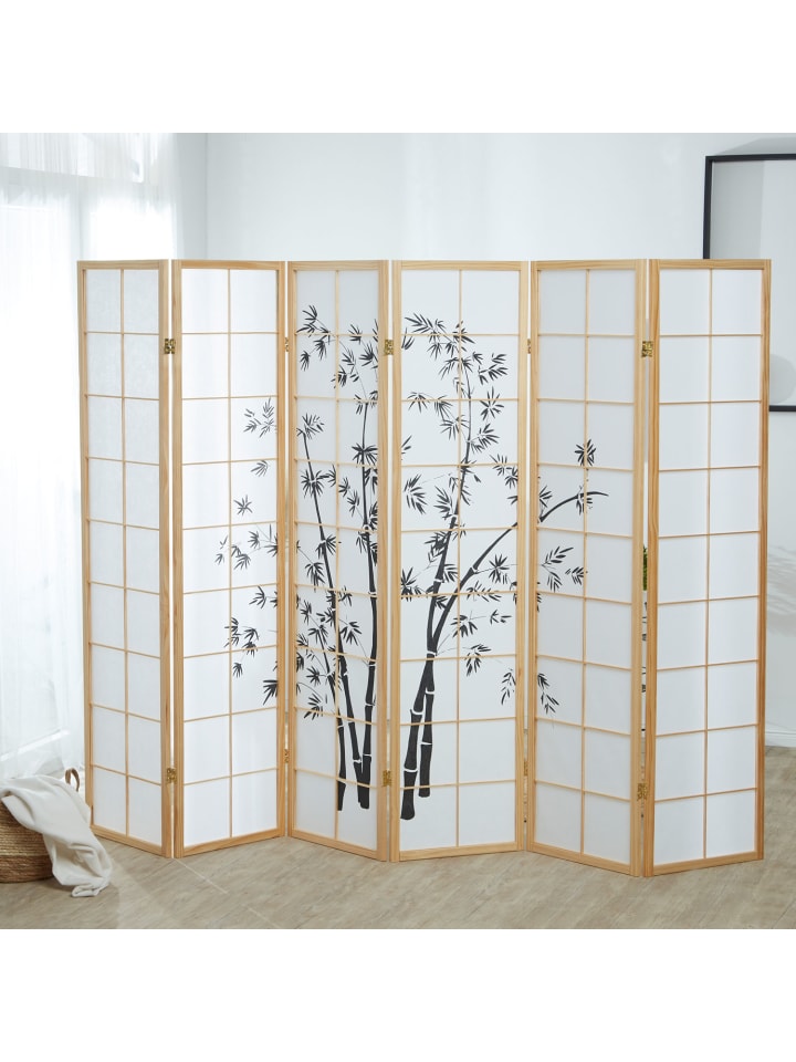 Homestyle4u 6-tlg Paravent in Braun 264x179 günstig kaufen onesize