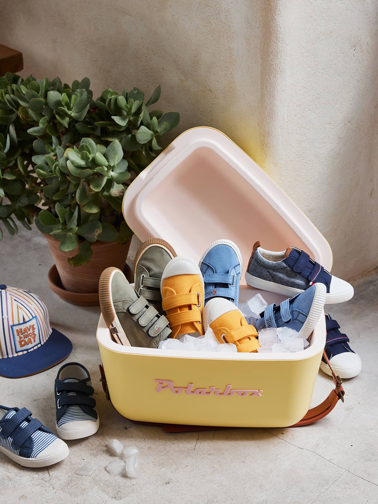 Vertbaudet Kinder Stoff-Sneakers mit Klett - senfgelb