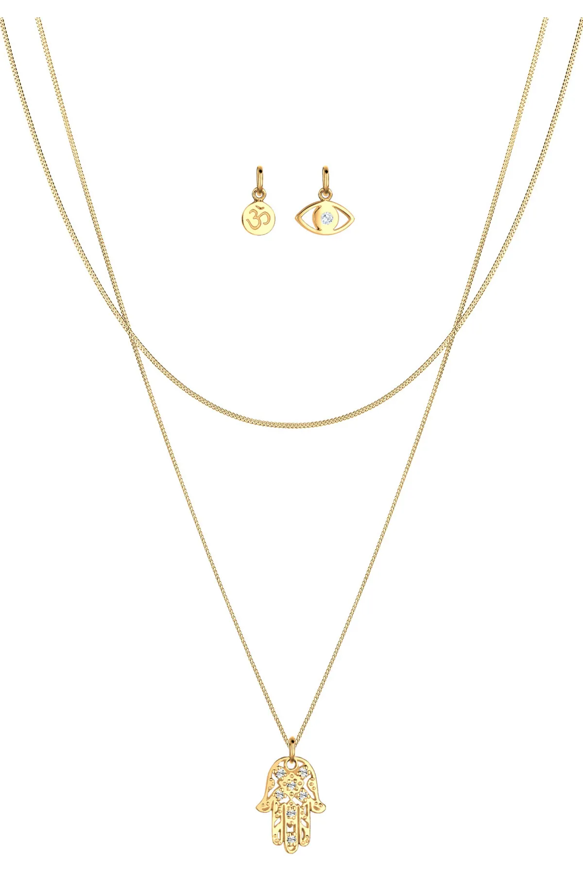 ELLI  Halskette Panzerkette Om Hamsa Hand Evil Eye 925 Silber
