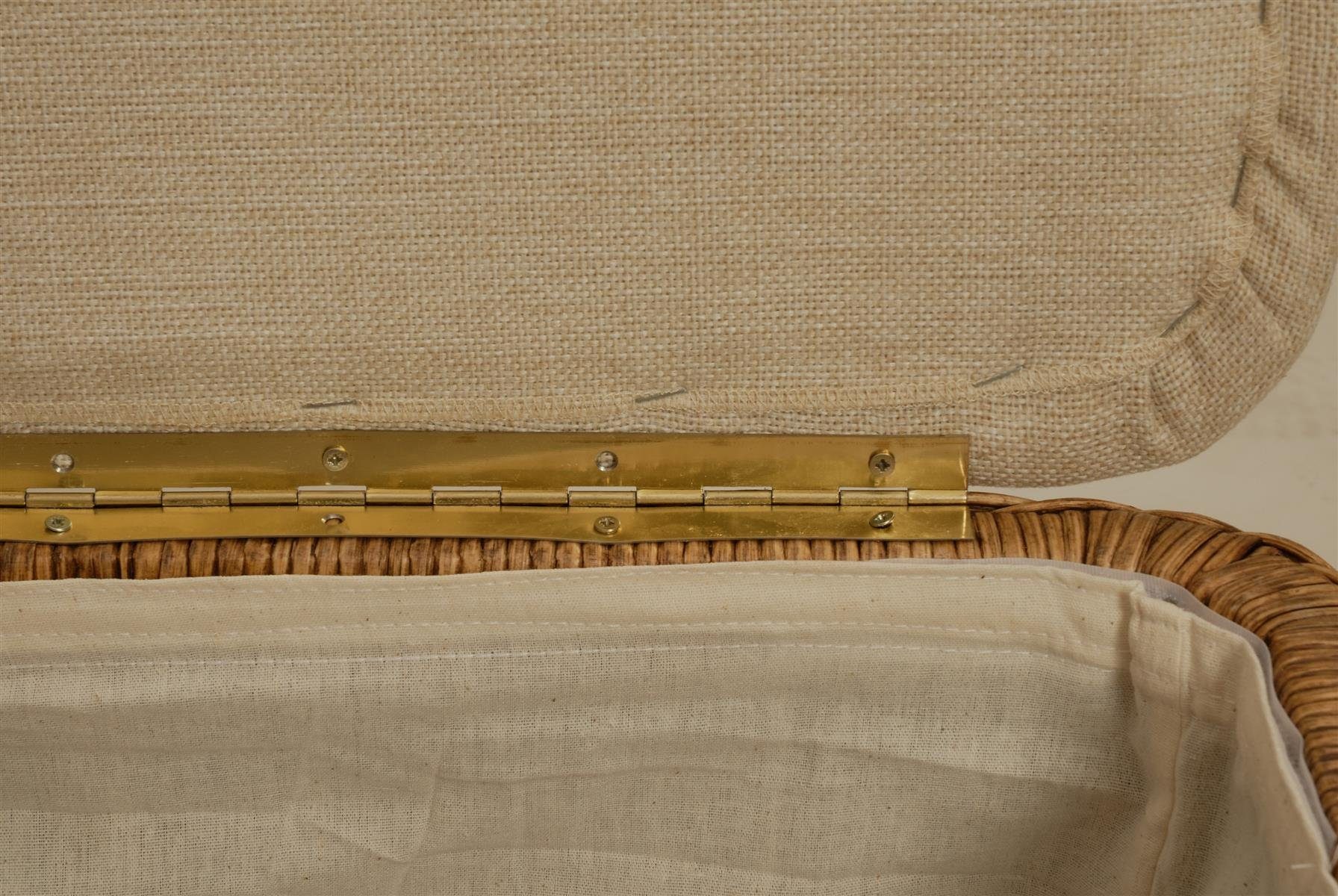 Krines Home Wäschetruhe Rechteckige Truhe Sitztruhe gepolstert mit Deckel Natur-Rattan (Wäschebox mit Inlett), Sitzbank mit Stauraum