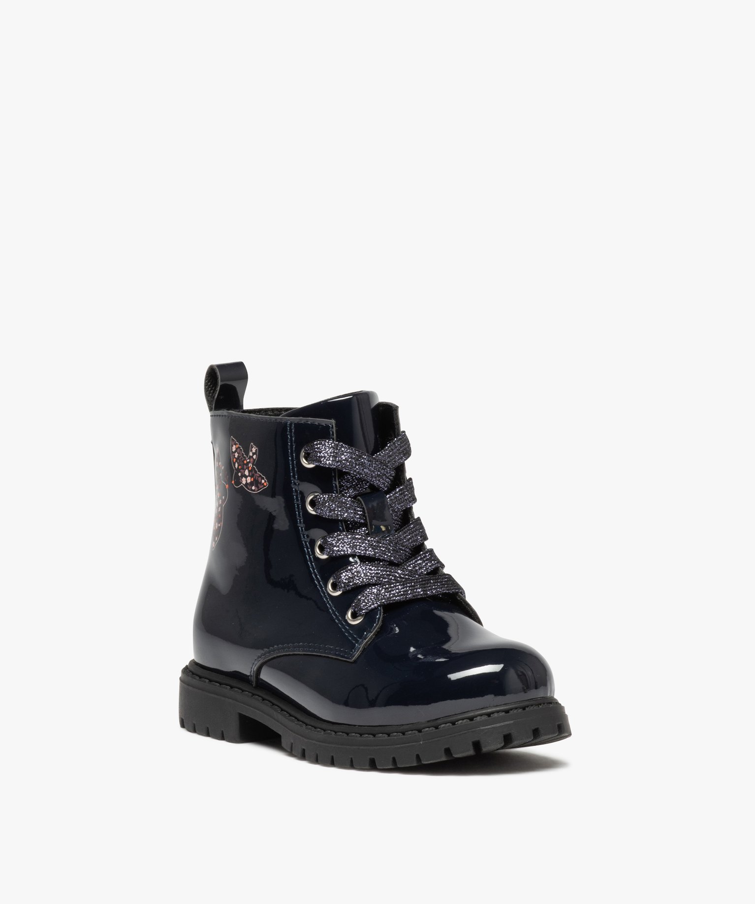 Boots vernis fille avec motifs oiseaux du 25 au 30 marine | GEMO