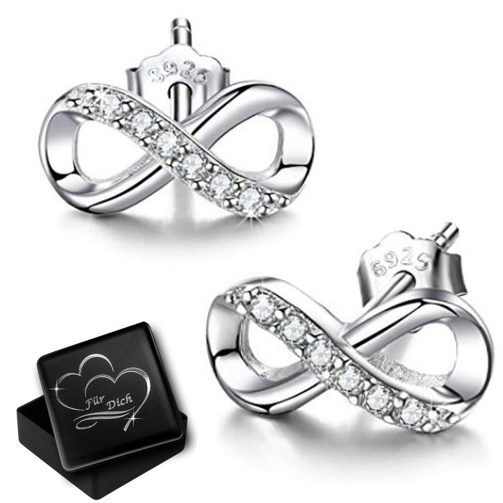 Limana Paar Ohrstecker echt 925 Sterling Silber Unendlichkeit Infinity kleine Ohrringe, Zirkonia Liebe Symbol