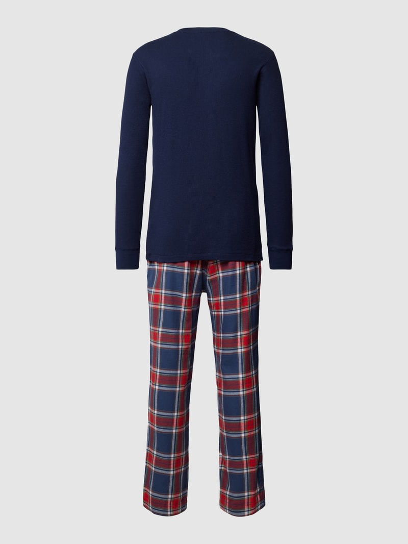 Pyjama mit Label-Stitching in dunkelblau