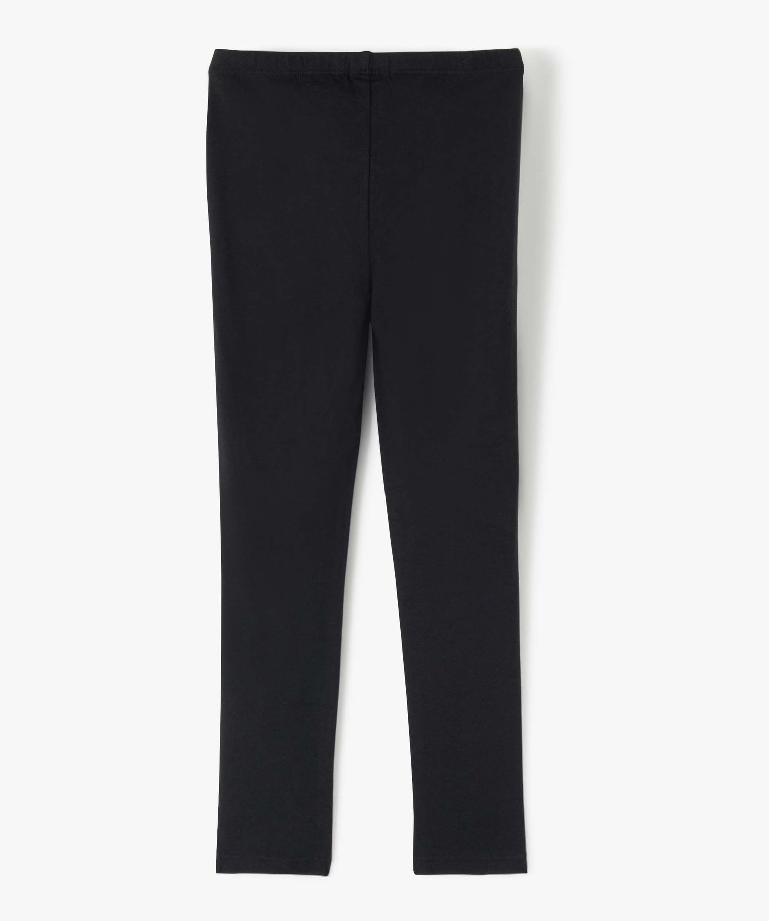 Legging fille long uni en coton stretch noir | GEMO