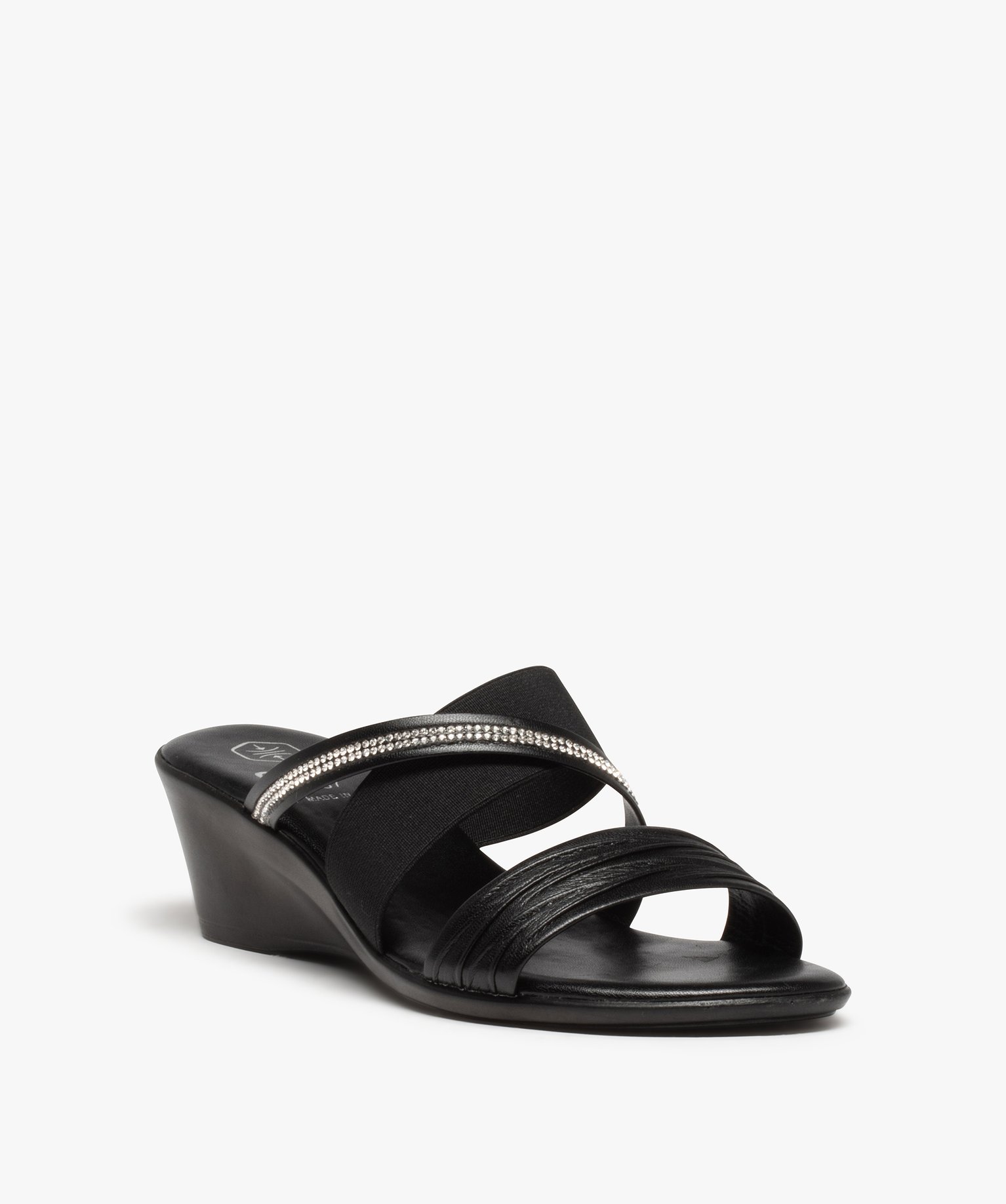 Sandale femme confort multi-brides forme mule noir | GEMO
