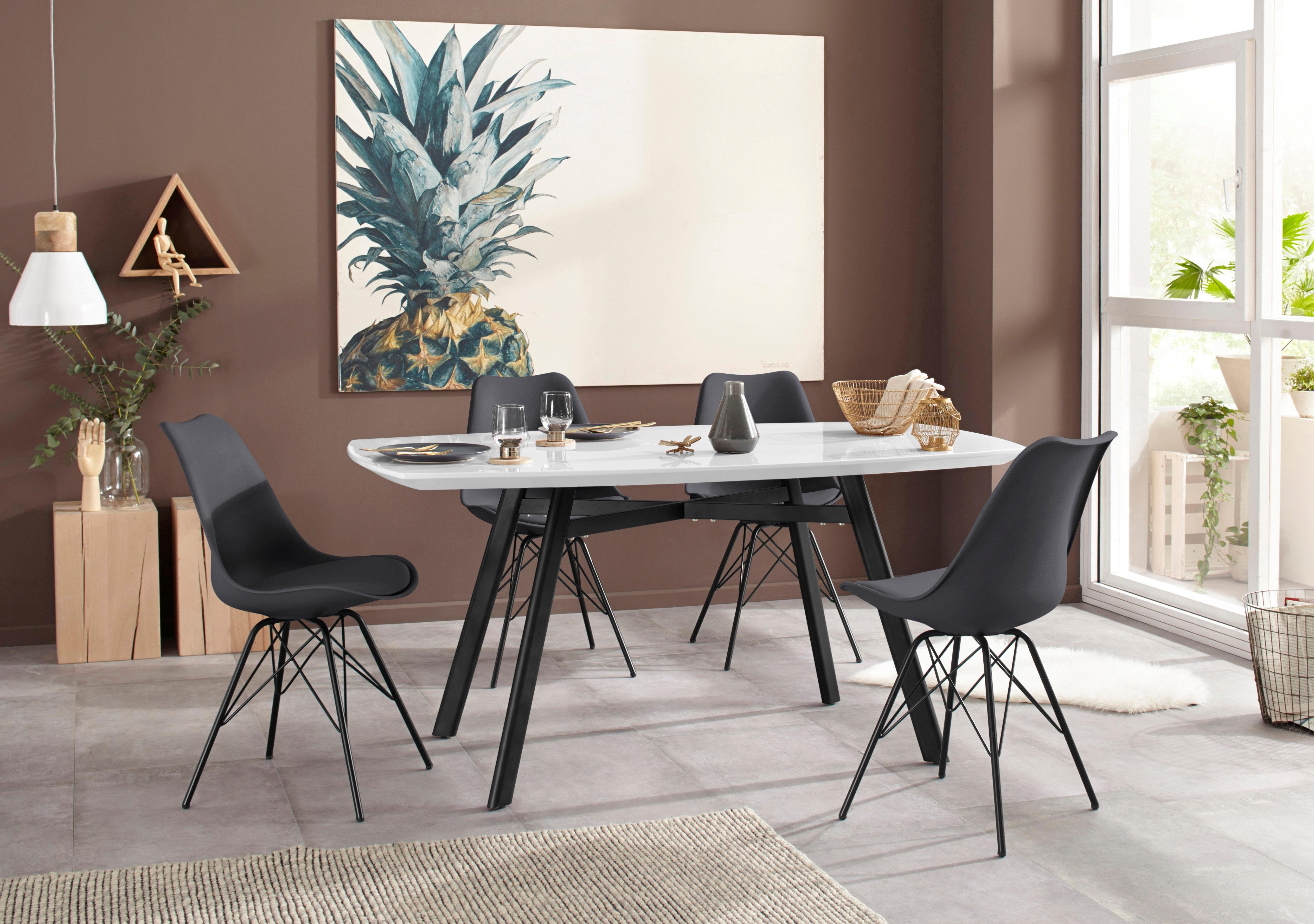 Homexperts 4-Fußstuhl Ursel 01 (Set, 2 St), Sitzschale mit Sitzkissen in Kunstleder