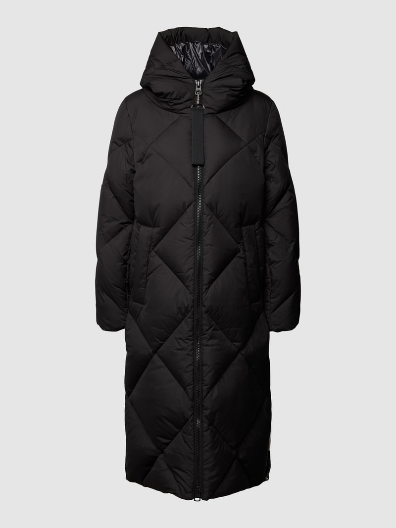 Steppmantel mit Kapuze in schwarz