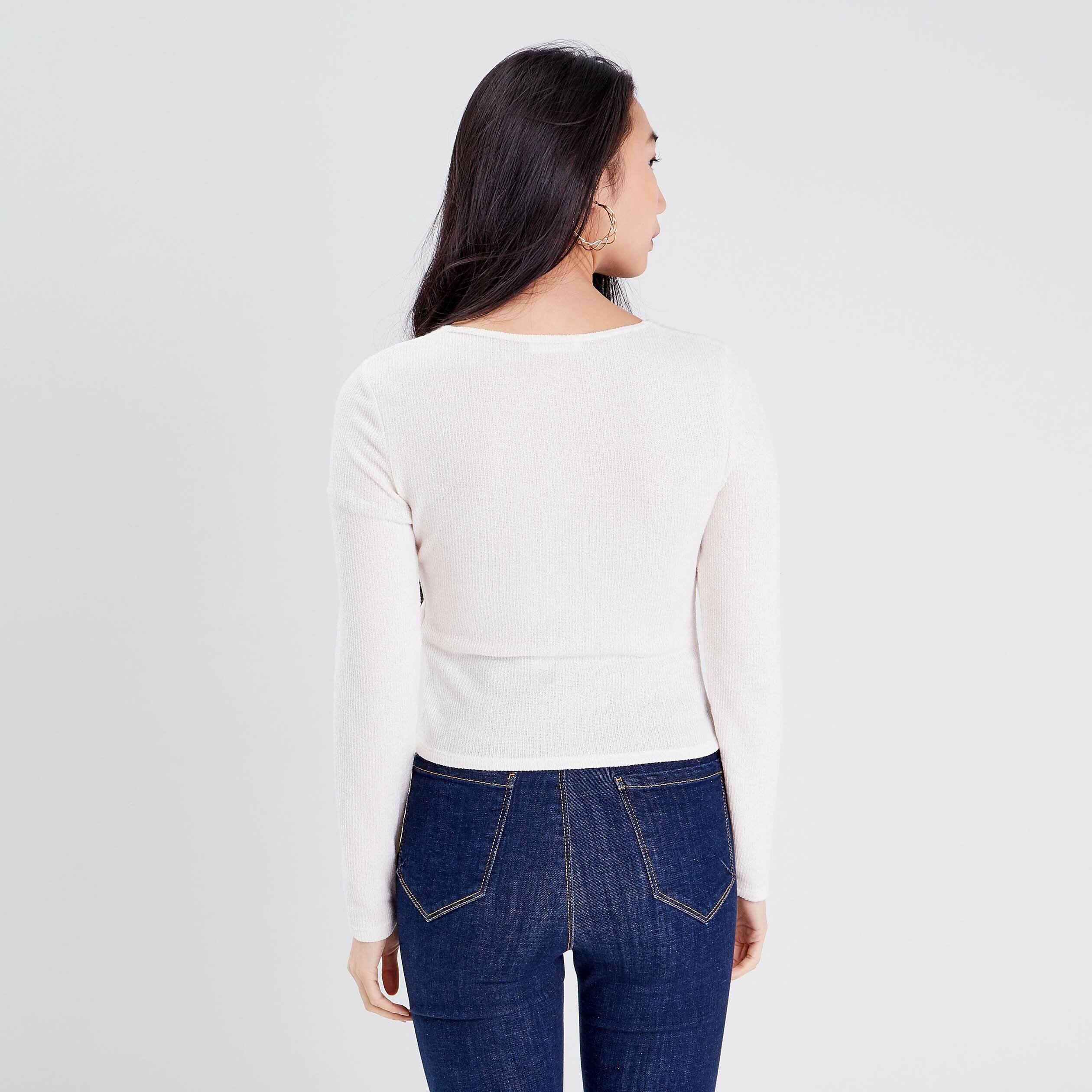 T-shirt manches longues sable femme | Cache Cache