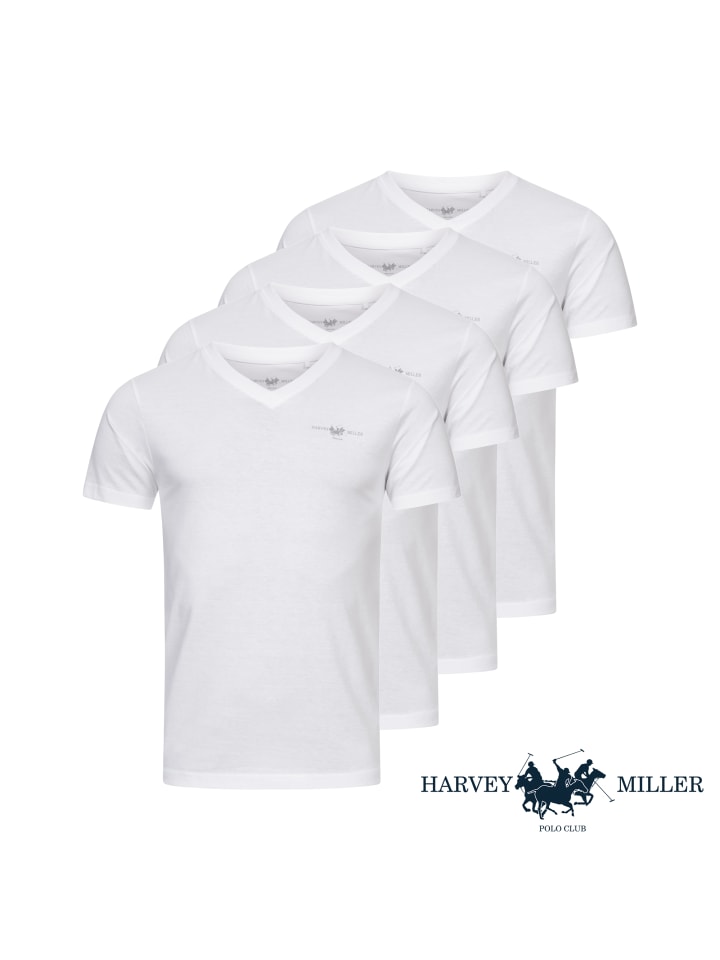 HARVEY MILLER POLO CLUB Harvey Miller Vneck Tshirt 4er Pack 4x Weiß günstig kaufen