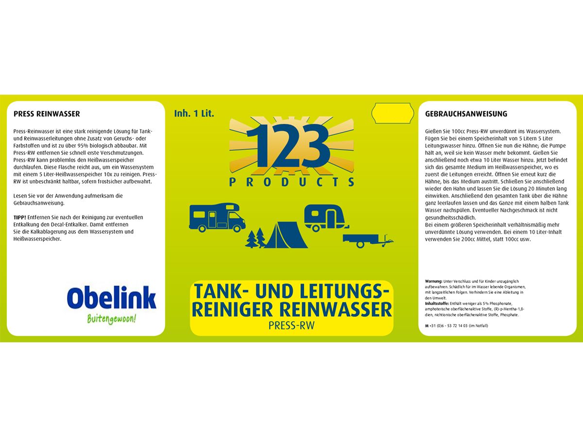 123 Products Frischwassertank- und Rohrreiniger