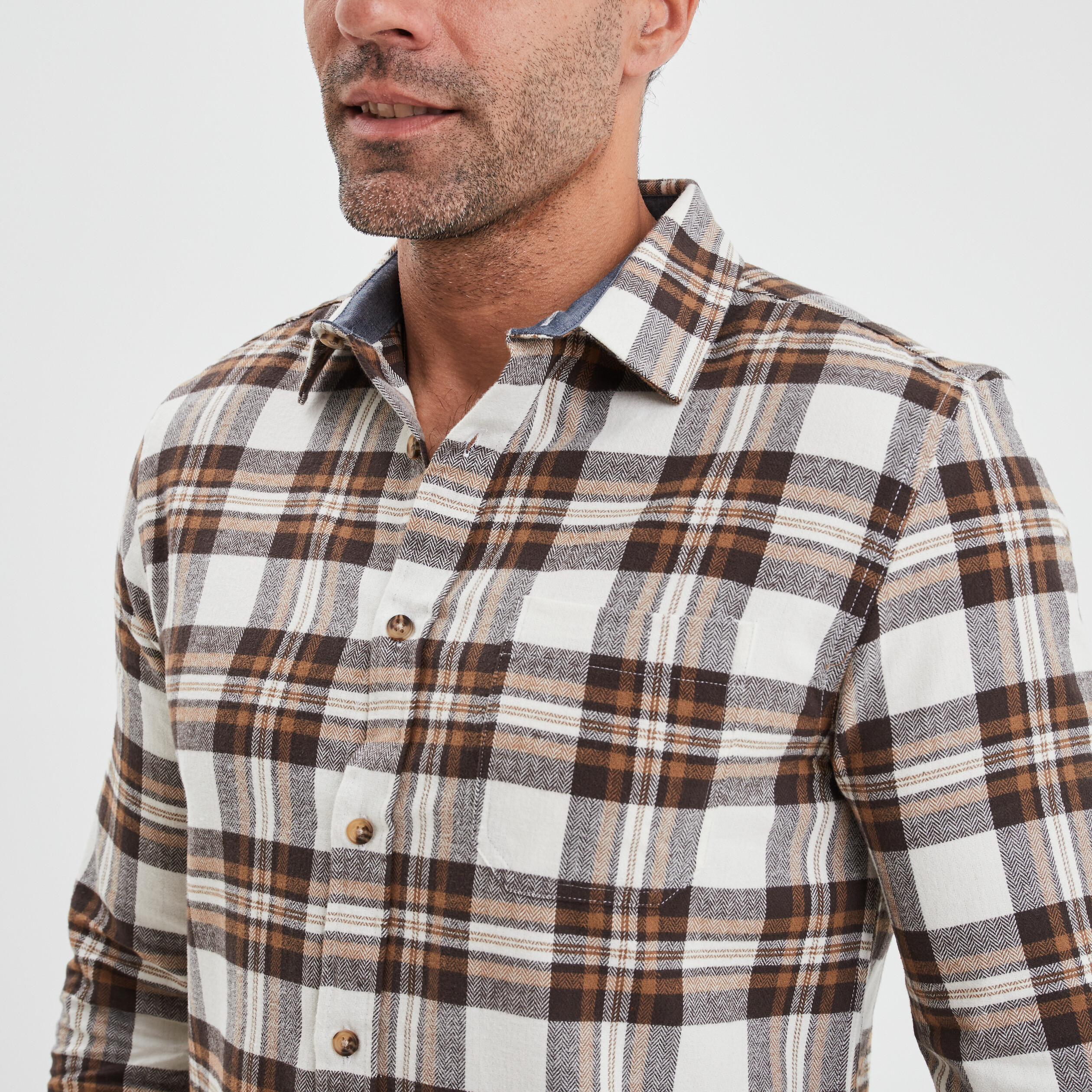 Chemise manches longues droite beige homme | La Halle