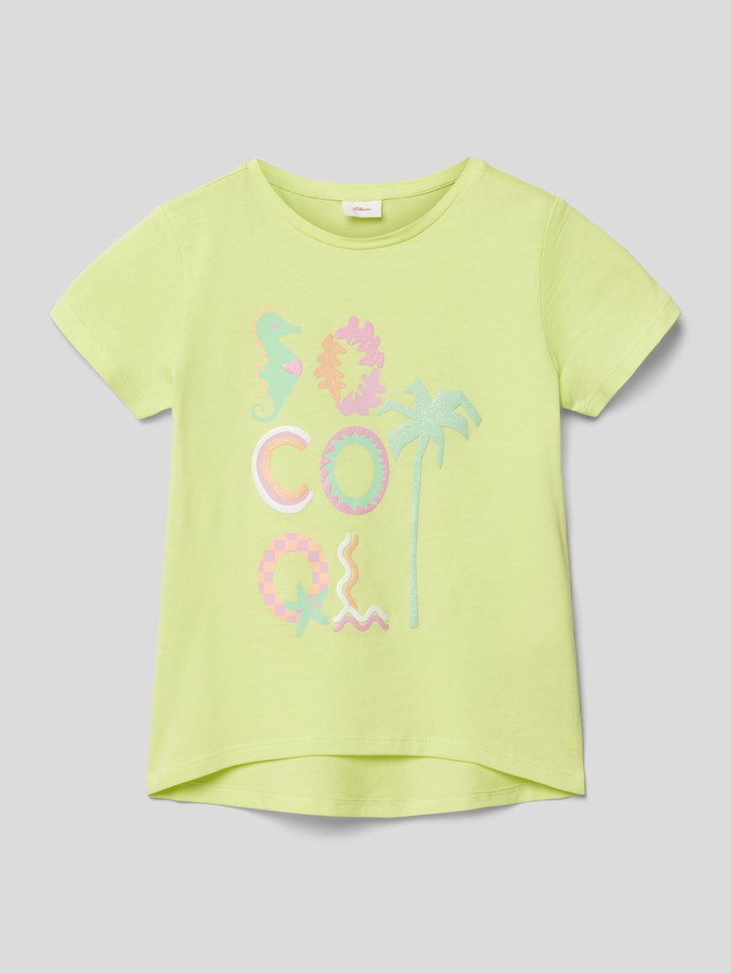 T-Shirt mit Statement-Print in hellgelb