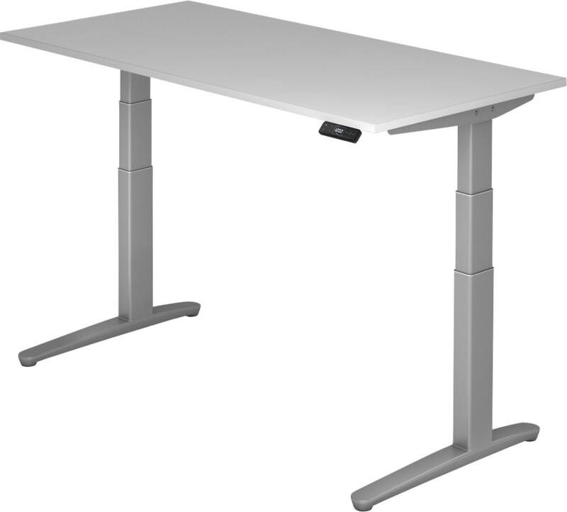 Hammerbacher Sitz-Stehschreibtisch XBHM Grau, Silber 1.600 x 800 x 720 mm