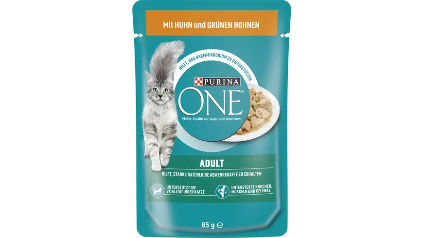 PURINA ONE Adult mit Huhn und grünen Bohnen Katzennassfutter 24x85g Portionsbeutel 85 g
