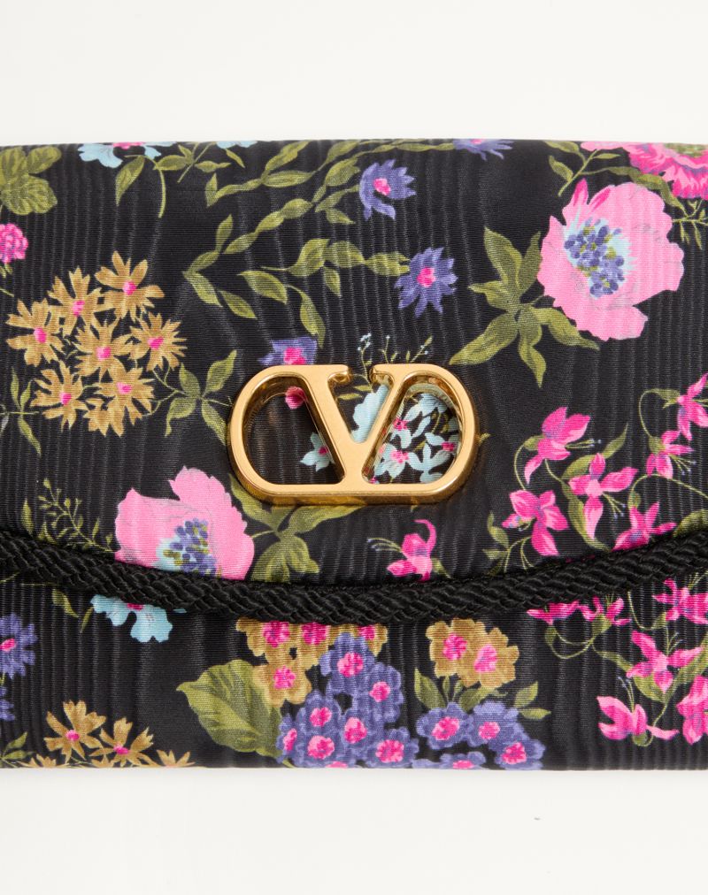 Bolsa de Ombro Pequena Valentino Garavani Devain em Tecido Floral Moiré Papier