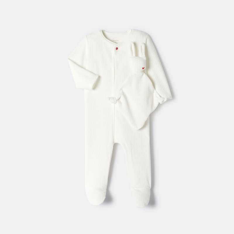 Coffret pyjama et doudou en velours blanc naissance Absorba
