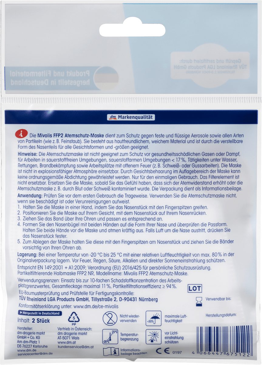 FFP2 Atemschutzmaske, 2 St