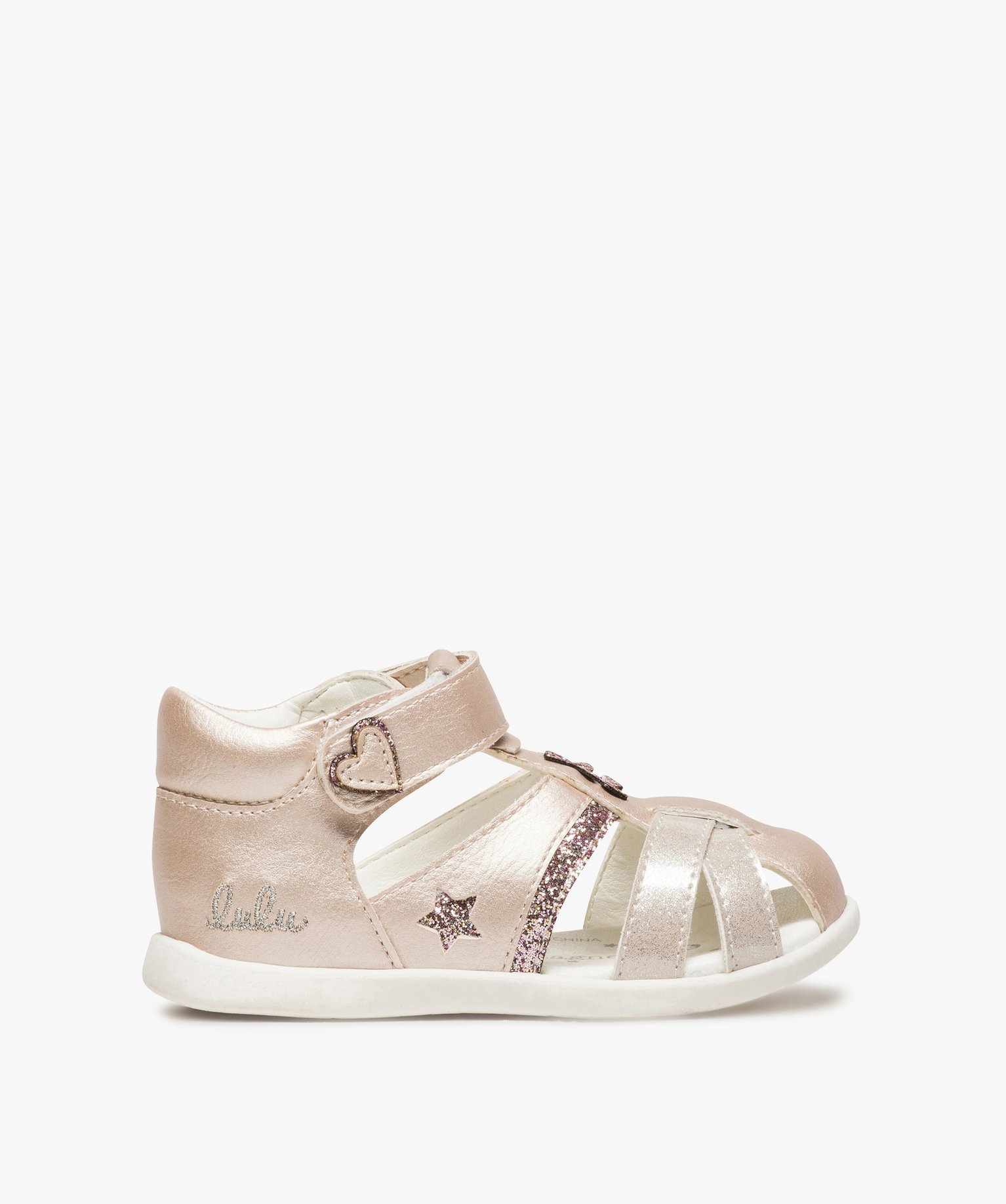 Sandales bébé fille pailletées à scratch - Lulu Castagnette rose | GEMO