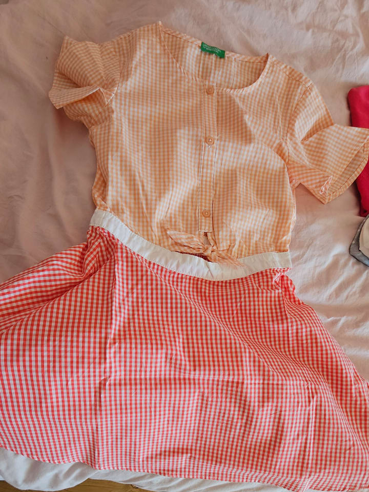 Benetton Kleid in Orange/ Rot günstig kaufen 140