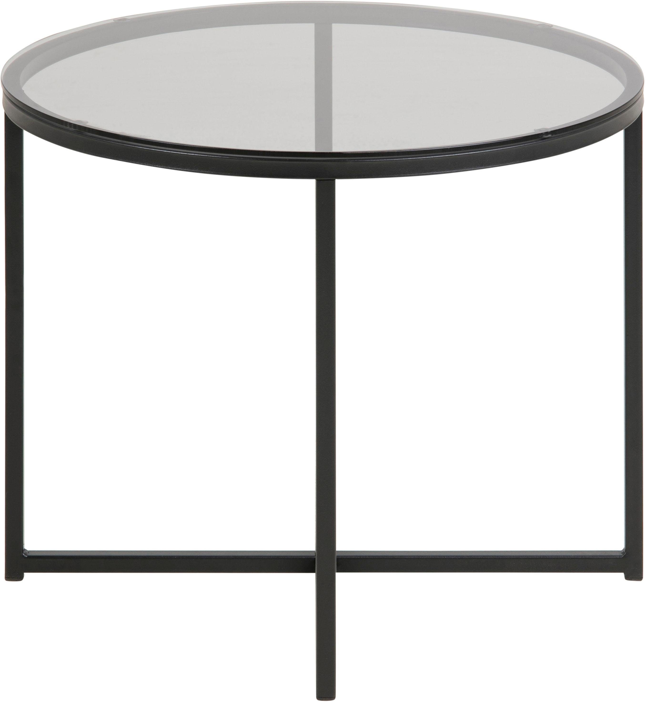 ACTONA GROUP Couchtisch Conrad, Tischplatte aus Rauchglas, Metallgestell, Breite 55 cm