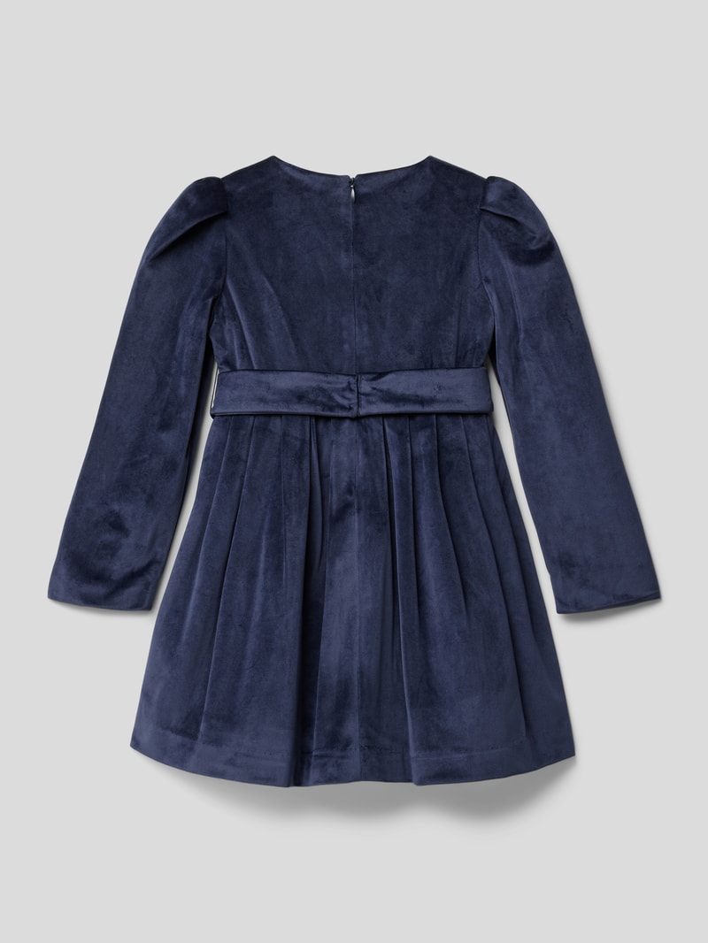 Knielanges Kleid mit Taillengürtel in marineblau