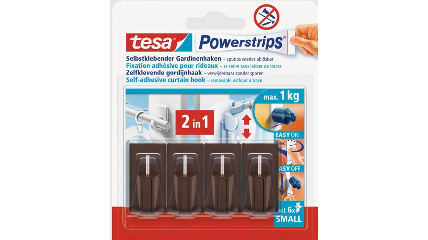 tesa Powerstrips® Gardinenhaken 2in1 braun braun