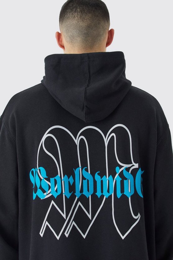 Oversize Hoodie mit Worldwide-Print