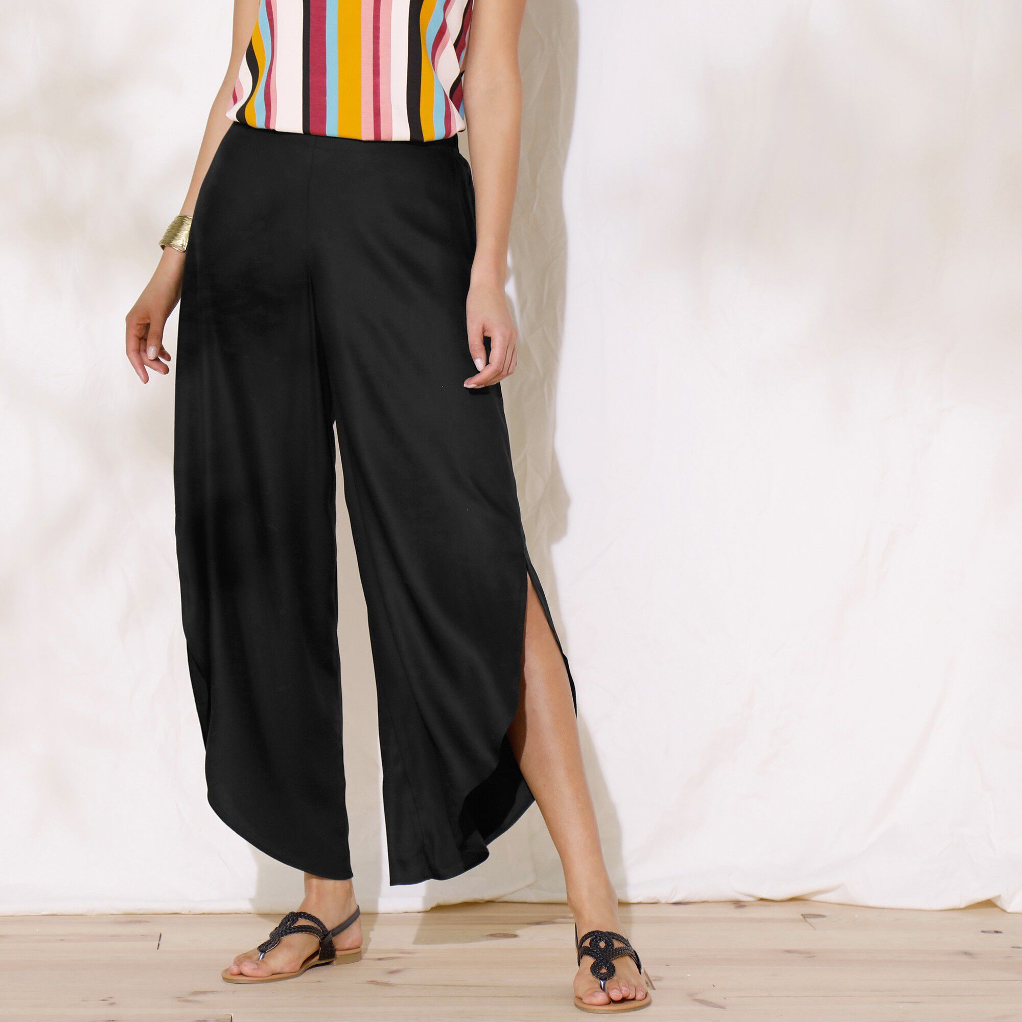 Pantalon large fendu