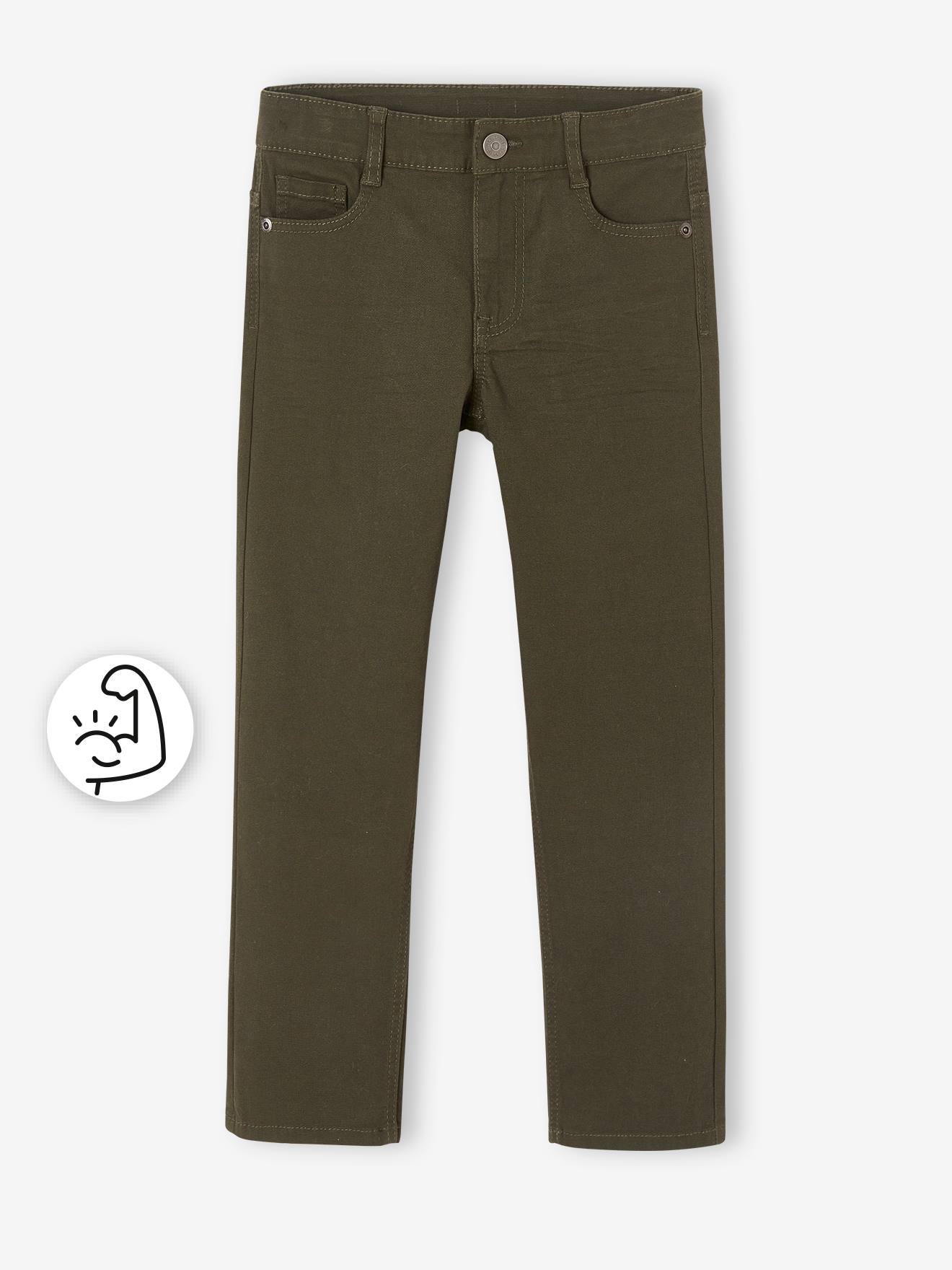 Pantalon droit indestructible garçon kaki fonce